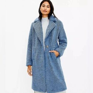 LOFT Women's Cozy Blue Teddy Jacket